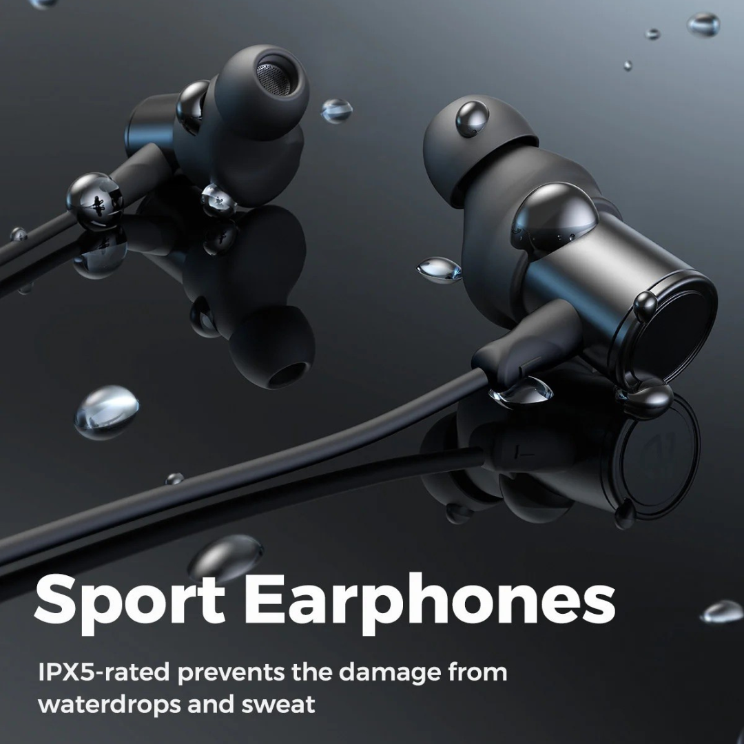 Foscous FS-2BT Bluetooth Earphones | Powerful Bass, 30 Hours Battery, Fast Charging, Built-in Magnetic Design, Water-Resistant, Built-in MIC & Crystal Clear Sound