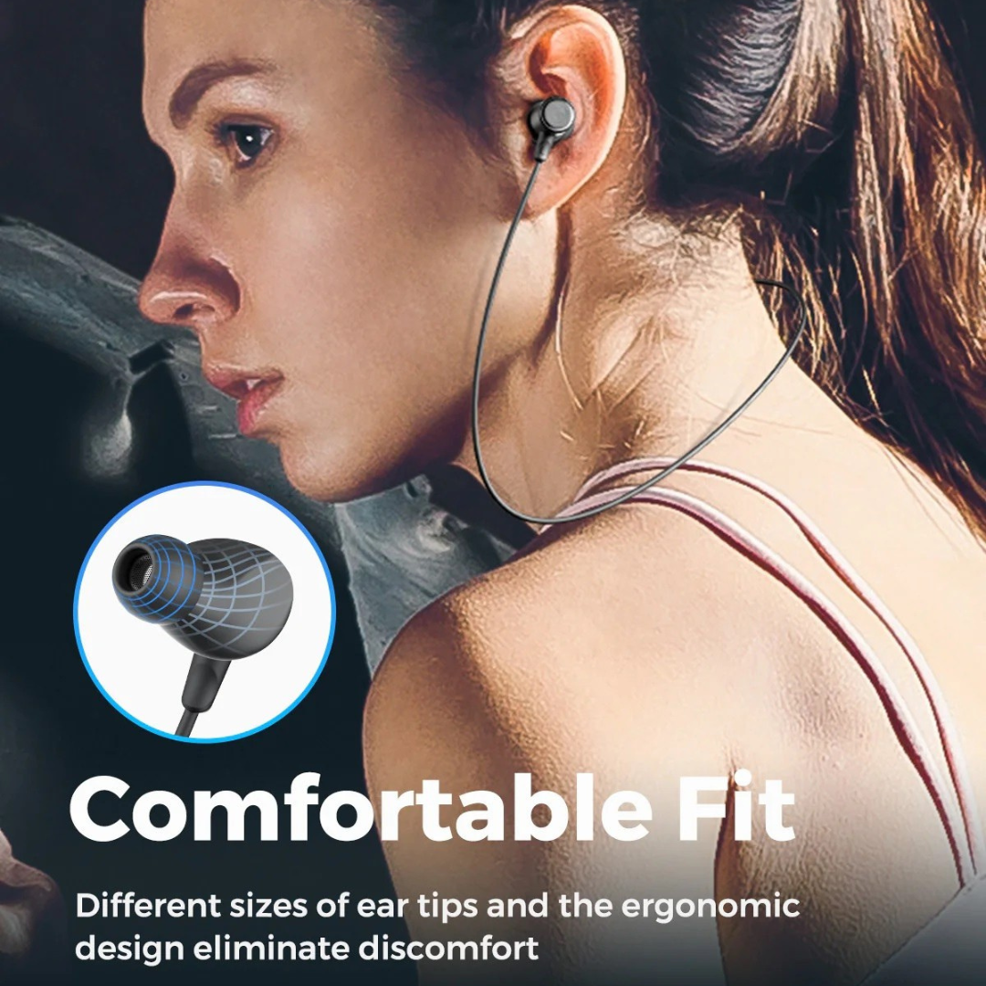 Foscous FS-2BT Bluetooth Earphones | Powerful Bass, 30 Hours Battery, Fast Charging, Built-in Magnetic Design, Water-Resistant, Built-in MIC & Crystal Clear Sound
