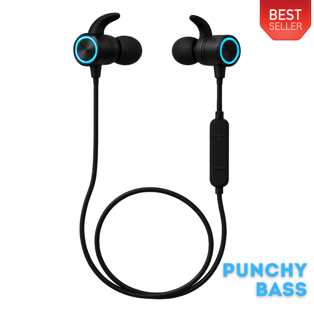 Foscous FS-6BT Bluetooth Earphones | Powerful Bass, 30 Hours Battery, Fast Charging, Built-in Magnetic Design, Water-Resistant, Built-in MIC & Crystal Clear Sound