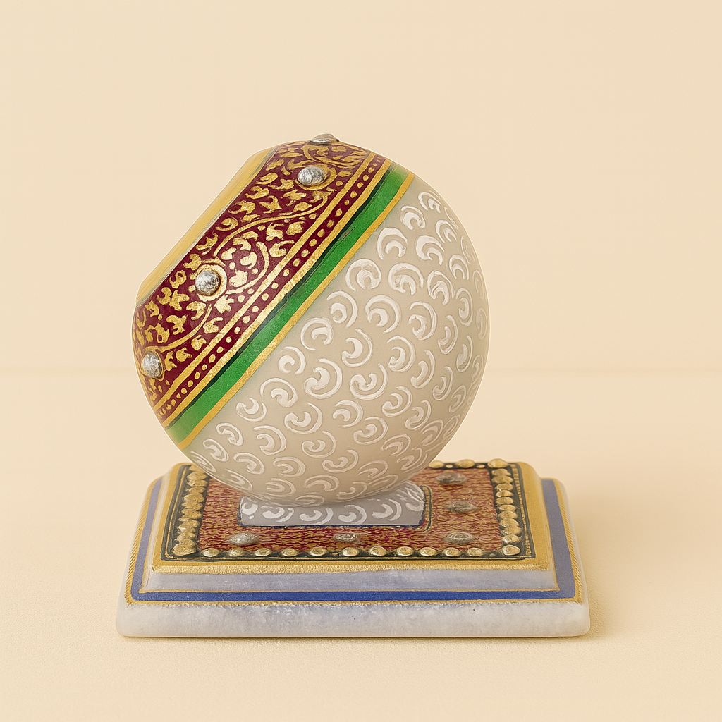 Rajwada Glory Hand-Painted Marble Clock