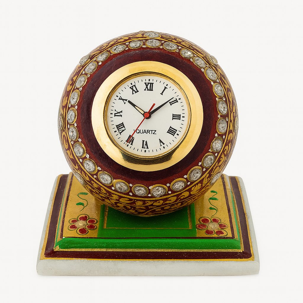 Rajwada Glory Hand-Painted Marble Clock