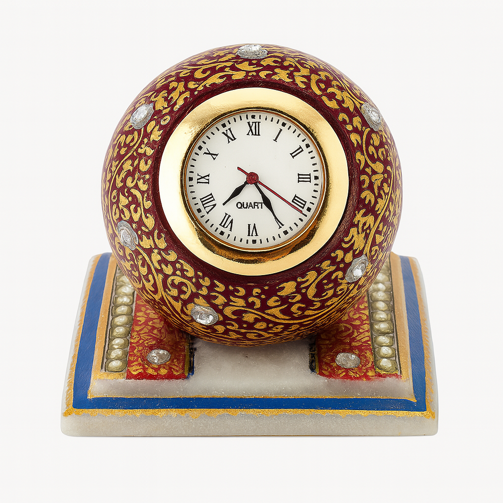 Rajwada Glory Hand-Painted Marble Clock