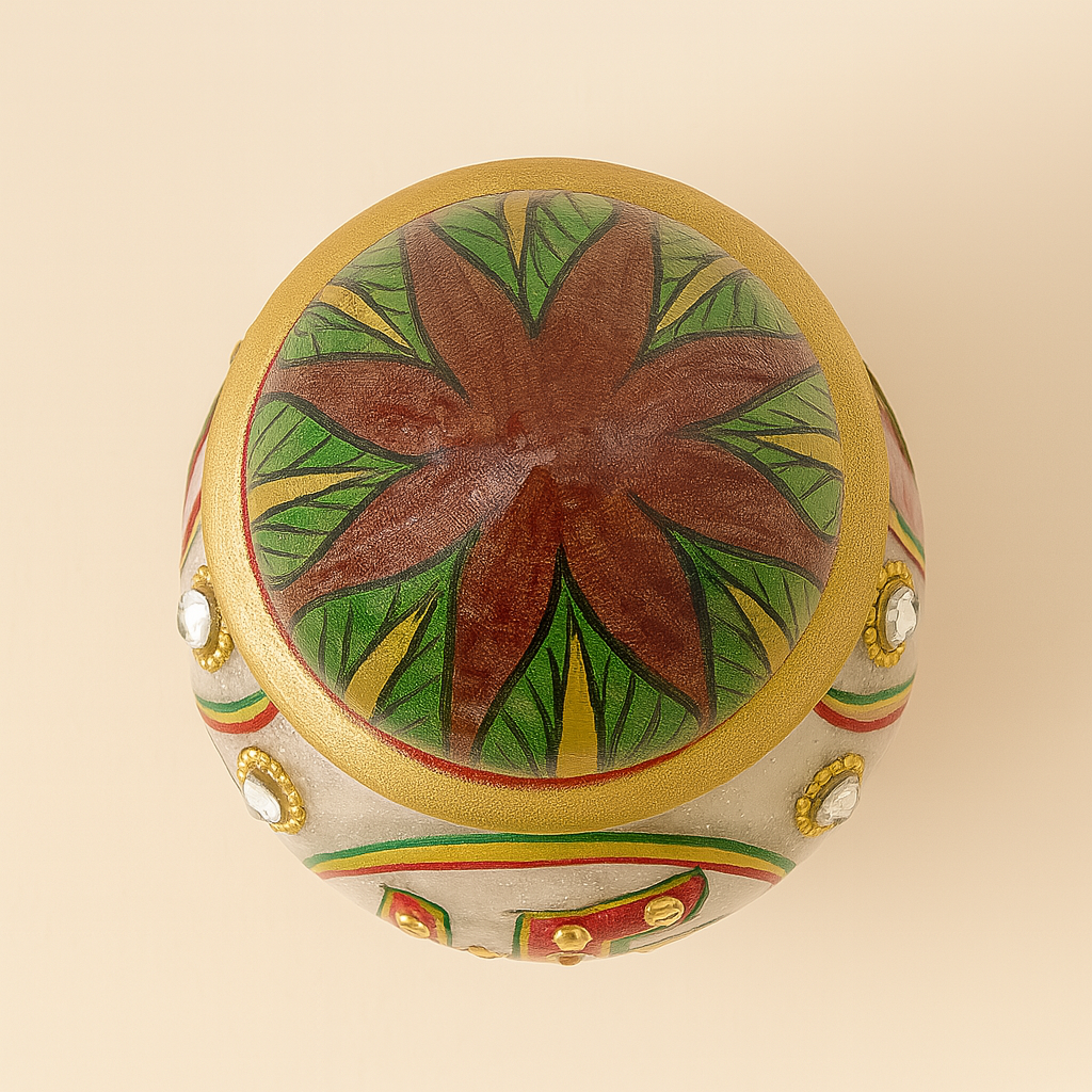 Divine Kalash - Hand Painted Marble Kalash for Rituals & Auspicious Occasions