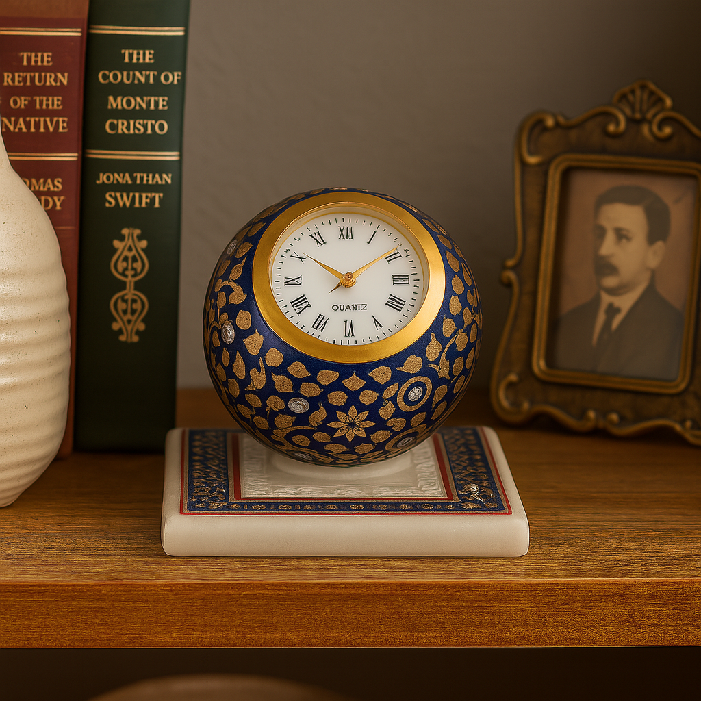 Rajwada Glory Hand-Painted Marble Clock