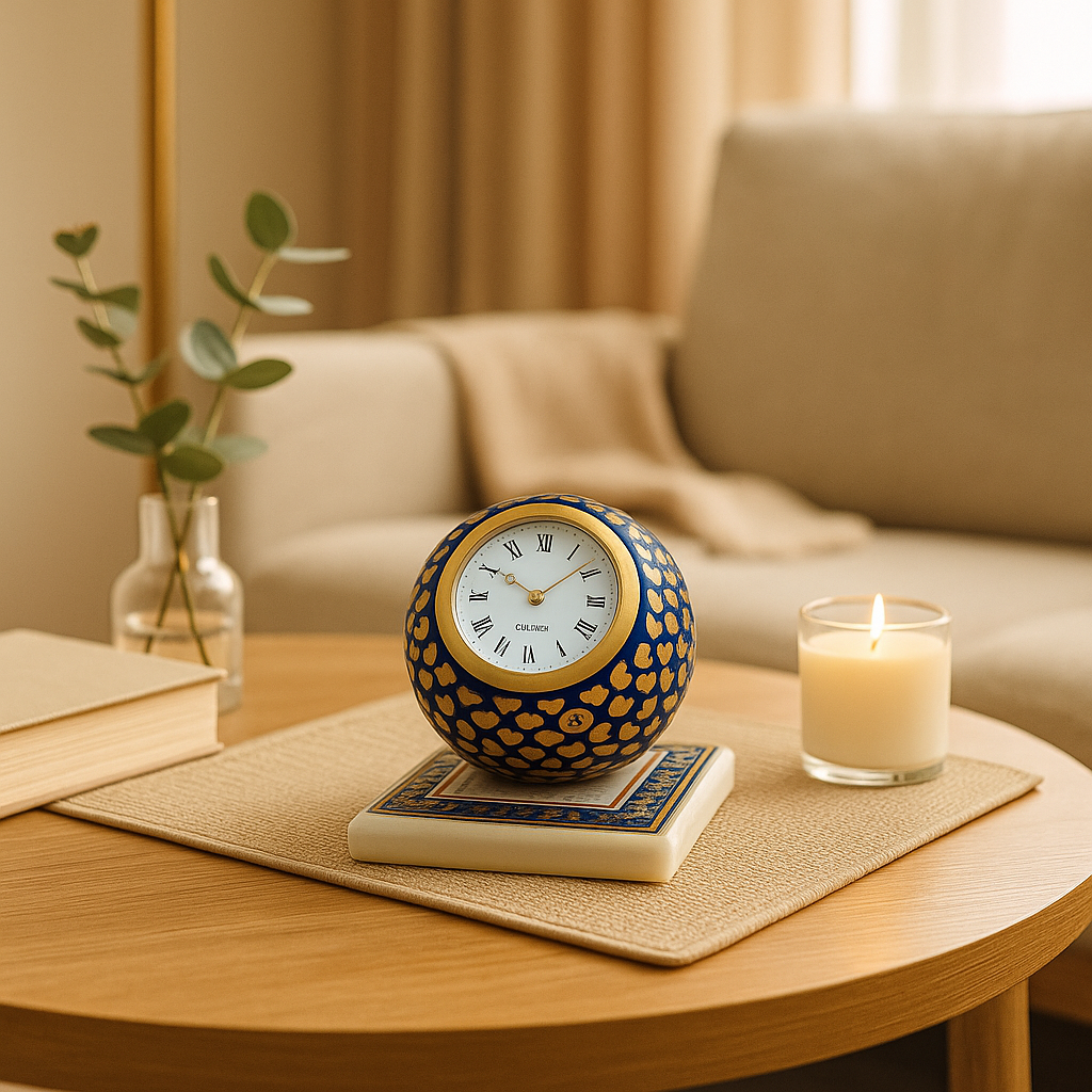 Rajwada Glory Hand-Painted Marble Clock