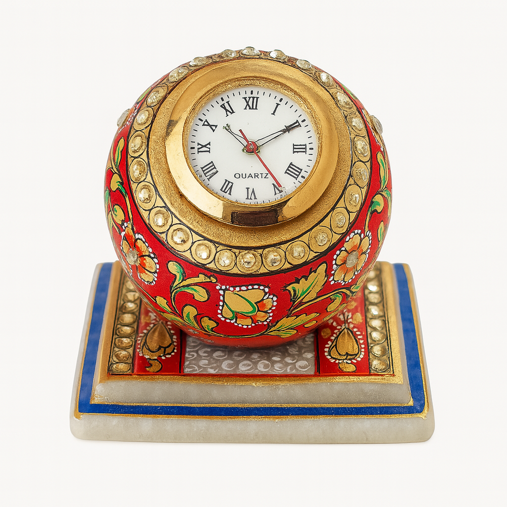 Rajwada Glory Hand-Painted Marble Clock