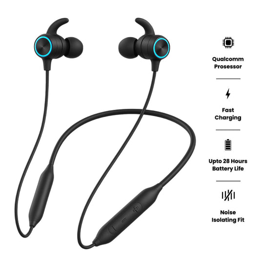 Foscous Wireless Bluetooth 5.0 Neckband l Deep Bass, 28 Hours Battery, 10-Min Fast Charge, Hybrid ANC