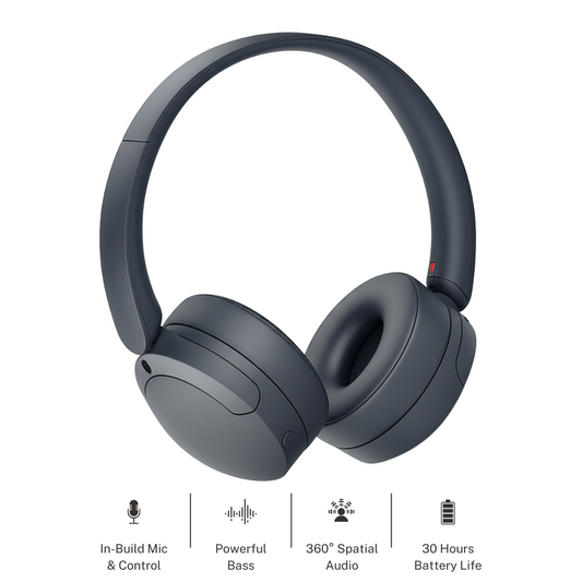 Foscous FS-FP910, Wireless On-Ear Bluetooth Headphones with Mic, up to 30 Hours Playtime, Dual Pairing & Voice Assistant Support for Mobile Phones