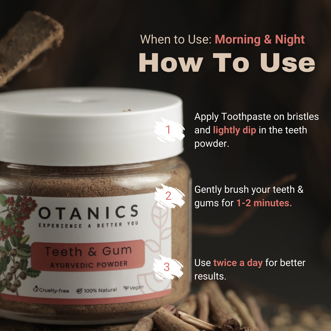 Otanics Advance+ Teeth Whitening Powder | Removes Stains, Tartar & Plaque | Cavity Protection, Enamel Safe | Natural Mint Formula for Long Lasting Freshness | 90 Days Pack | 50g