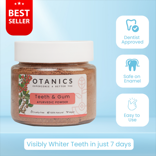 Otanics Advance+ Teeth Whitening Powder | Removes Stains, Tartar & Plaque | Cavity Protection, Enamel Safe | Natural Mint Formula for Long Lasting Freshness | 90 Days Pack | 50g
