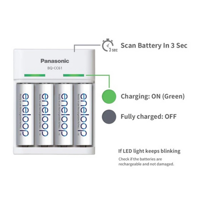 Panasonic eneloop BQ-CC61N Portable Charger for Fast and Safe Charging for Your AA & AAA Batteries