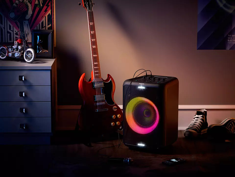 Philips TAX3206 Karaoke Speaker with Mic and Guitar Input for Aspiring Performers