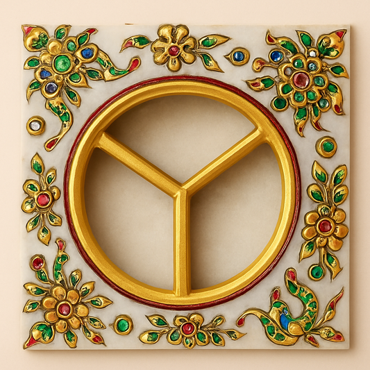 Anant Utsav Marble Dry Fruit Tray – Hand-Painted Festive Gift & Home Decor