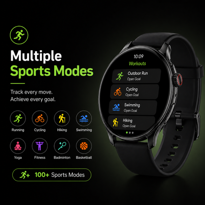 Foscous S6 Elite smartwatch with multiple sports modes like running, cycling and fitness tracking