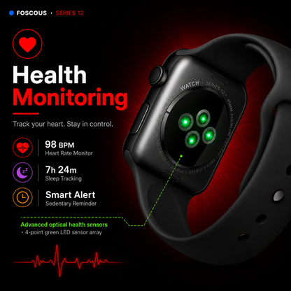 Foscous NuGen Series 12 Smart Watch | Bluetooth Calling | Health & Fitness Tracker | Multiple Sports Modes