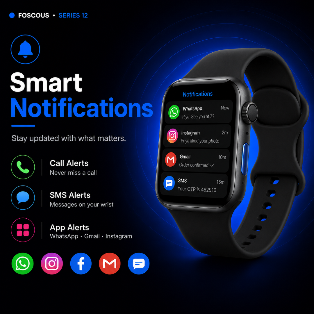 Foscous NuGen Series 12 Smart Watch | Bluetooth Calling | Health & Fitness Tracker | Multiple Sports Modes