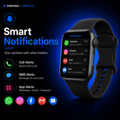 Foscous NuGen Series 12 Smart Watch | Bluetooth Calling | Health & Fitness Tracker | Multiple Sports Modes