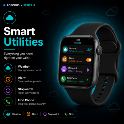 Foscous NuGen Series 12 Smart Watch | Bluetooth Calling | Health & Fitness Tracker | Multiple Sports Modes