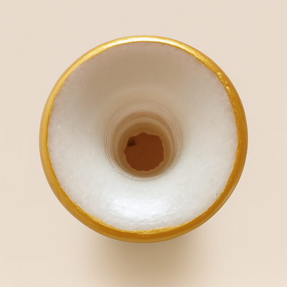 Heritage Harmony Marble Vase – Hand-Painted Floral Motifs with Golden Accents