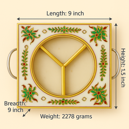 Anant Utsav Marble Dry Fruit Tray – Hand-Painted Festive Gift & Home Decor