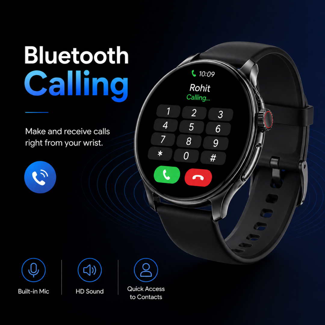 Foscous S6 Elite smartwatch with Bluetooth calling, dial pad, built-in mic and HD sound